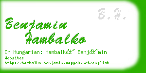 benjamin hambalko business card